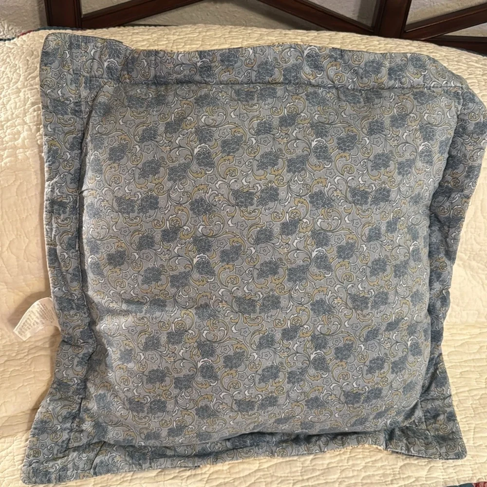 Pillows Set of 3 Cream and Blue Quilted Accent Pillows with Elegant Embroidery